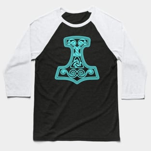 Thor hammer - Mjöllnir - blue neon Baseball T-Shirt